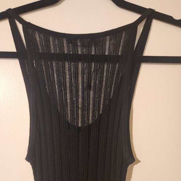 NWOT Zara Sheer Ribbed Black Medium Textured Tank Top - Picture 4 of 5